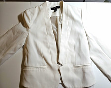 Women's White Lined Blazer Jacket Button Closure Long Sleeve Work Clothes Small