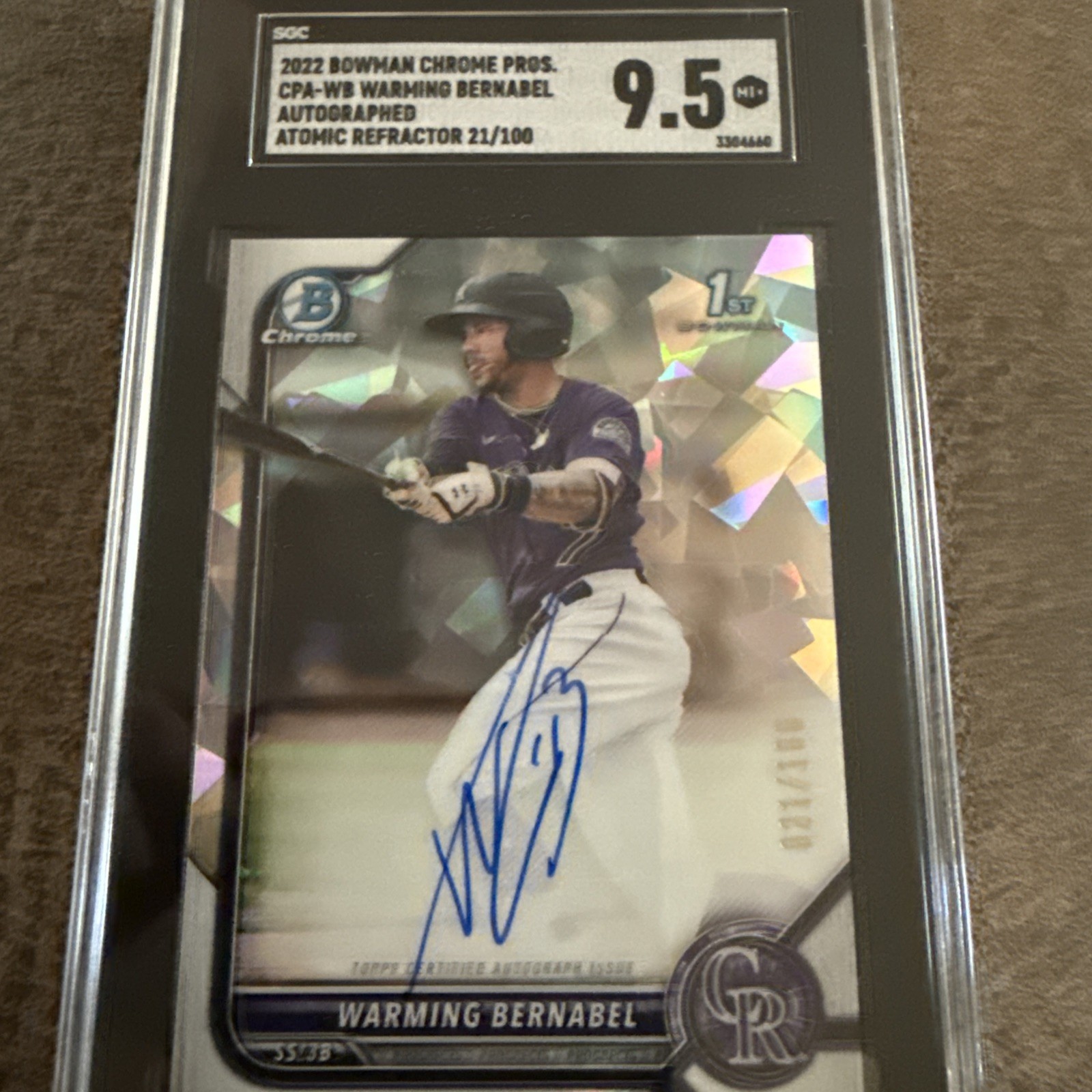 2022 Bowman Chrome Auto 1st WARMING BERNABEL ATOMIC Refractor /100
