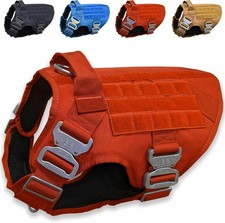 Large Tactical Dog Harness Red Heavy Duty No Pull Military K9 Vest Open Box