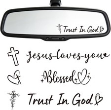 6 Pcs Rearview Mirror Stickers, Car Decals for Faith Inspiration, Color: Black