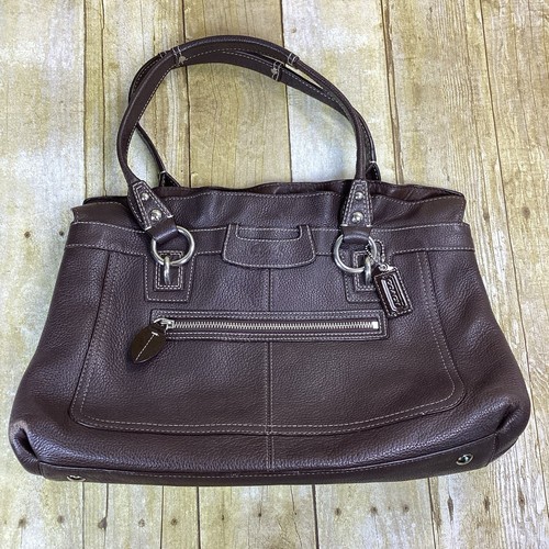 Coach Penelope Brown Pebbled Leather Shopper Shoulder Tote E1069-14682