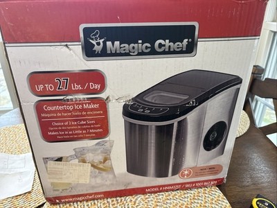 Magic Chef Portable Stainless Steel Countertop 27 lbs Per Day Ice Maker HNIM27ST