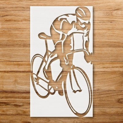 Cyclist in Motion Speed Wall Art Reusable Stencil - StencilAir