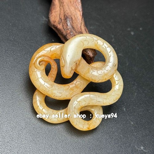 Chinese Antique Tang Dynasty Hetian Ancient Jade Carved Snake Jade Pendants - Picture 2 of 9