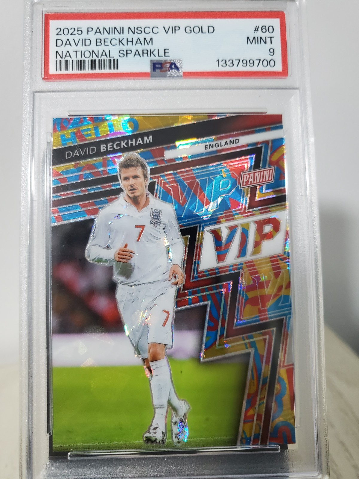 2025 Panini VIP #60 David Beckham national sparkle #/45 PSA 9 MINT
