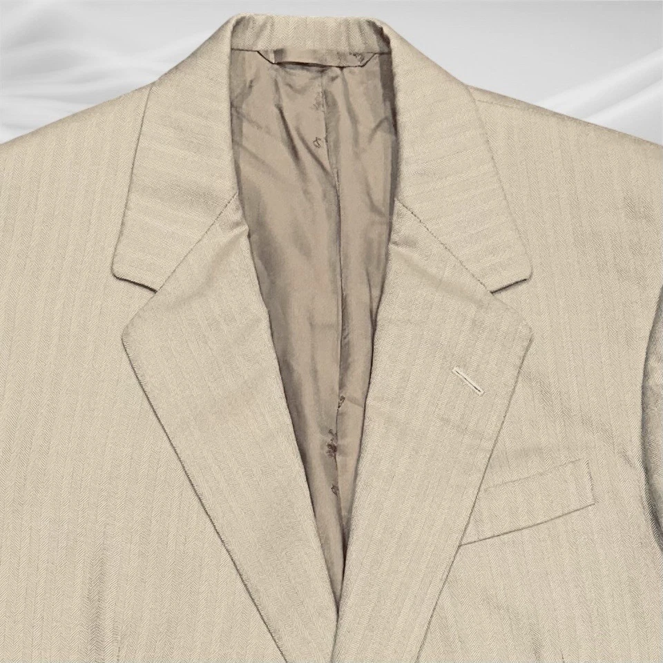 Oxxford Ropa Lana Cachemira? Blazer Abrigo Deportivo Beige Espiga 44L Hecho a Mano Foto 3 de 4