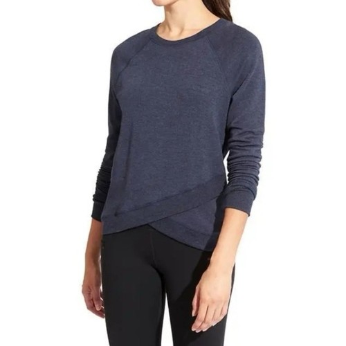 Athleta Navy Blue Serenity Criss Cross Sweatshirt Yoga Sporty Workout Athleisure