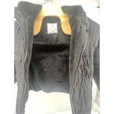 Abercrombie Kids Black Puffer Jacket Hooded Faux Fur Lined Wind Water R 13 14