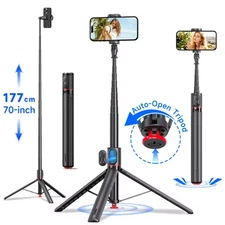 70" Automatic Pop-up Selfie Stick Tripod with Remote Extendable Cell Phone Stand