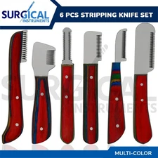 6 Pcs Dog Grooming Coat Stripping Set Stripper Tool Wooded Handle (Multi Color)