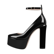 Plateau Mary Janes mit kn&ouml;chelschnallen high Heels Blockabsatz Chuny Heels Ri...