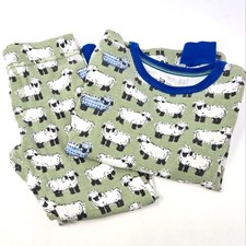 CREWCUTS SLEEPWEAR 2 PIECE PAJAMA SET 100 COTTON GREEN SHEEP KIDS BOYS SIZE 5