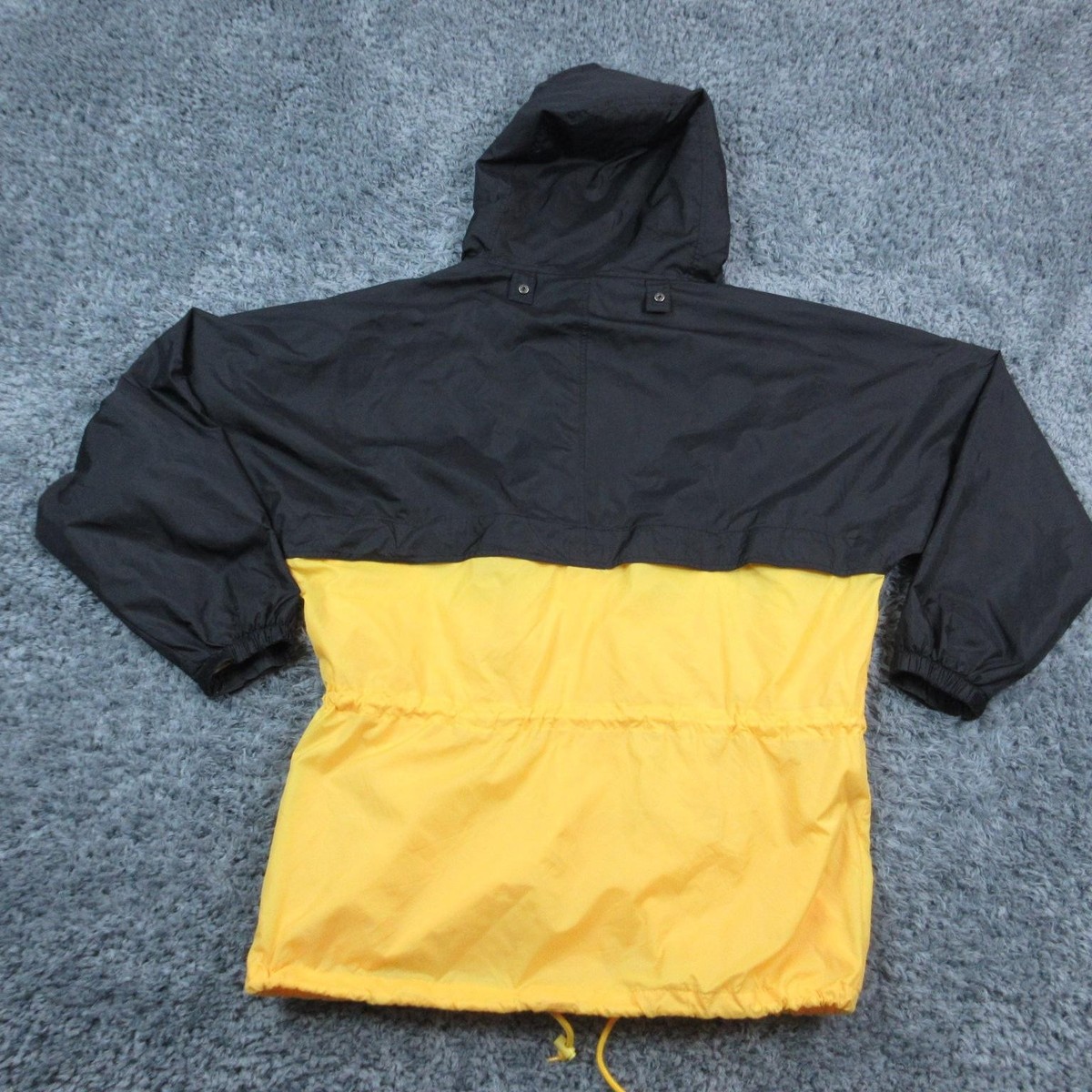 Helly Hansen Jacket Mens Large Black Yellow Hooded Windbreaker
