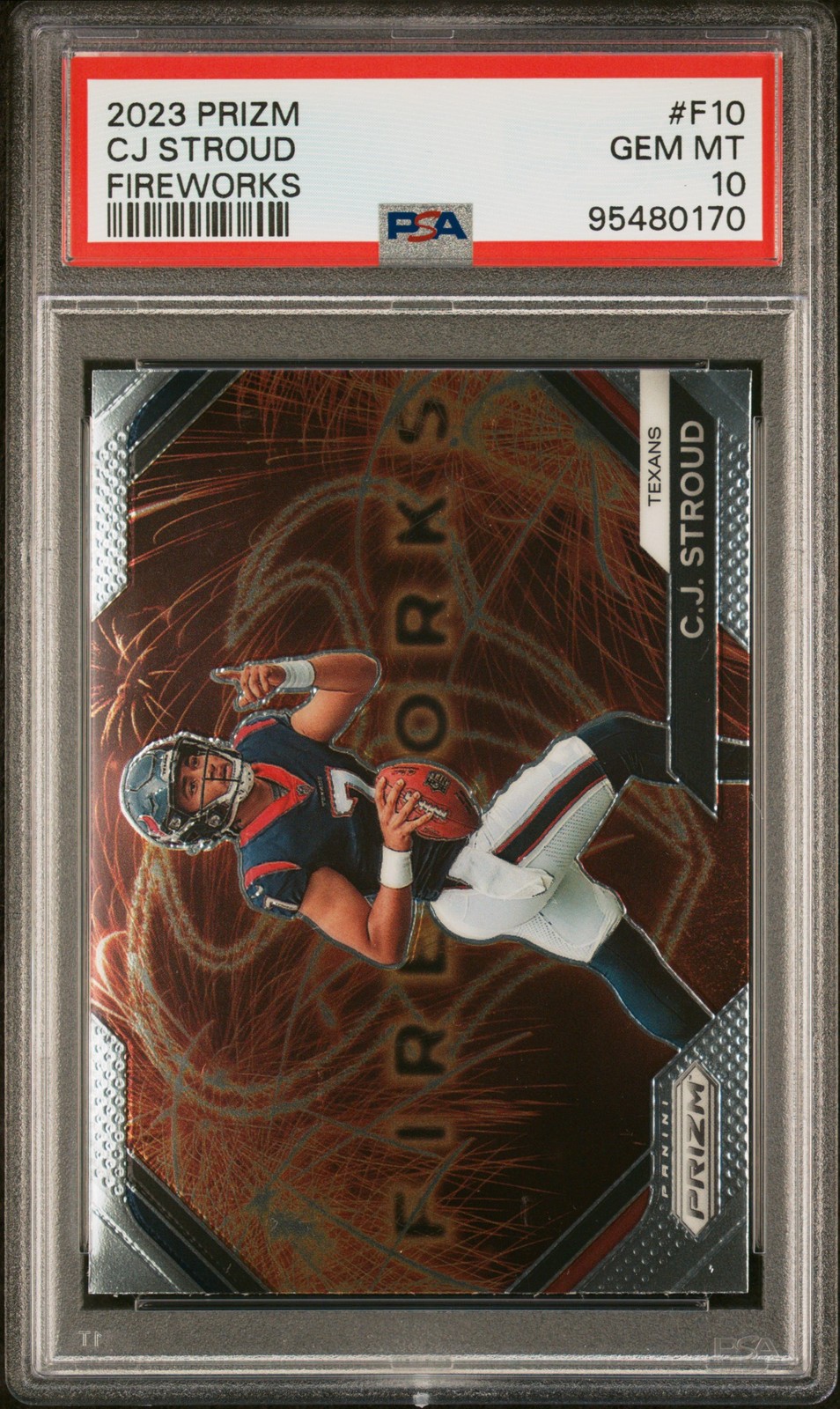2023 PANINI PRIZM FIREWORKS #F10 CJ STROUD ROOKIE RC PSA 10