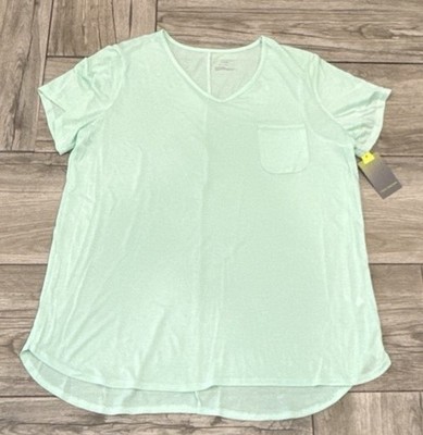 Tek Gear Plus Size 1X Burnout V Neck Short Sleeve Pocket Performance T-Shirt Tee