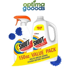 Shout Triple-Acting Laundry Stain Remover 128 oz Refill + 22 oz Trigger Spray.