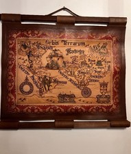 Beautiful Hand Made Crafted Quality Carved Burned Leather World Wall Map 24x30&rdquo;!