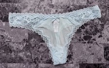 NWT VICTORIA'S SECRET DREAM ANGELS M AQUA BLUE SMOOTH LACE RARE THONG PANTIES