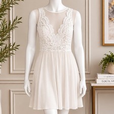 Grace Karin Womens Dress White Lace Bodice Fit and Flare Size Small