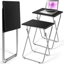 2 Pack Folding TV Tray Tables No Assembly Required 18.9 x 15 x 26 in Dinner T...