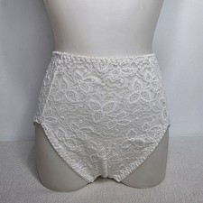 Vintage DIM White Floral Lacey High Waisted Panties Size XL