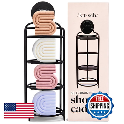 Kitsch Shower Caddy Hanging Suction Cup Self-Draining Shampoo Bar Holder Shower