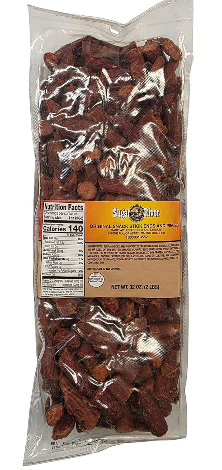 Sugar River Meat Snack Links Sticks Ends & Pieces, 2Lbs (Original Snack Stick, N