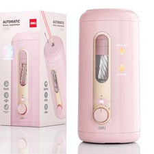 Deli Electric Pencil Sharpener Automatic Rechargeable Pink For Classroom & Home