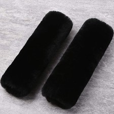 Authentic Sheepskin Car Seat Belt Pad,2 Pack Soft Shearling Wool, Black
