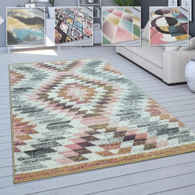 Wohnzimmer-Teppich, Moderner Kurzflor In  Pastellfarben, versch. Farben u. Größe