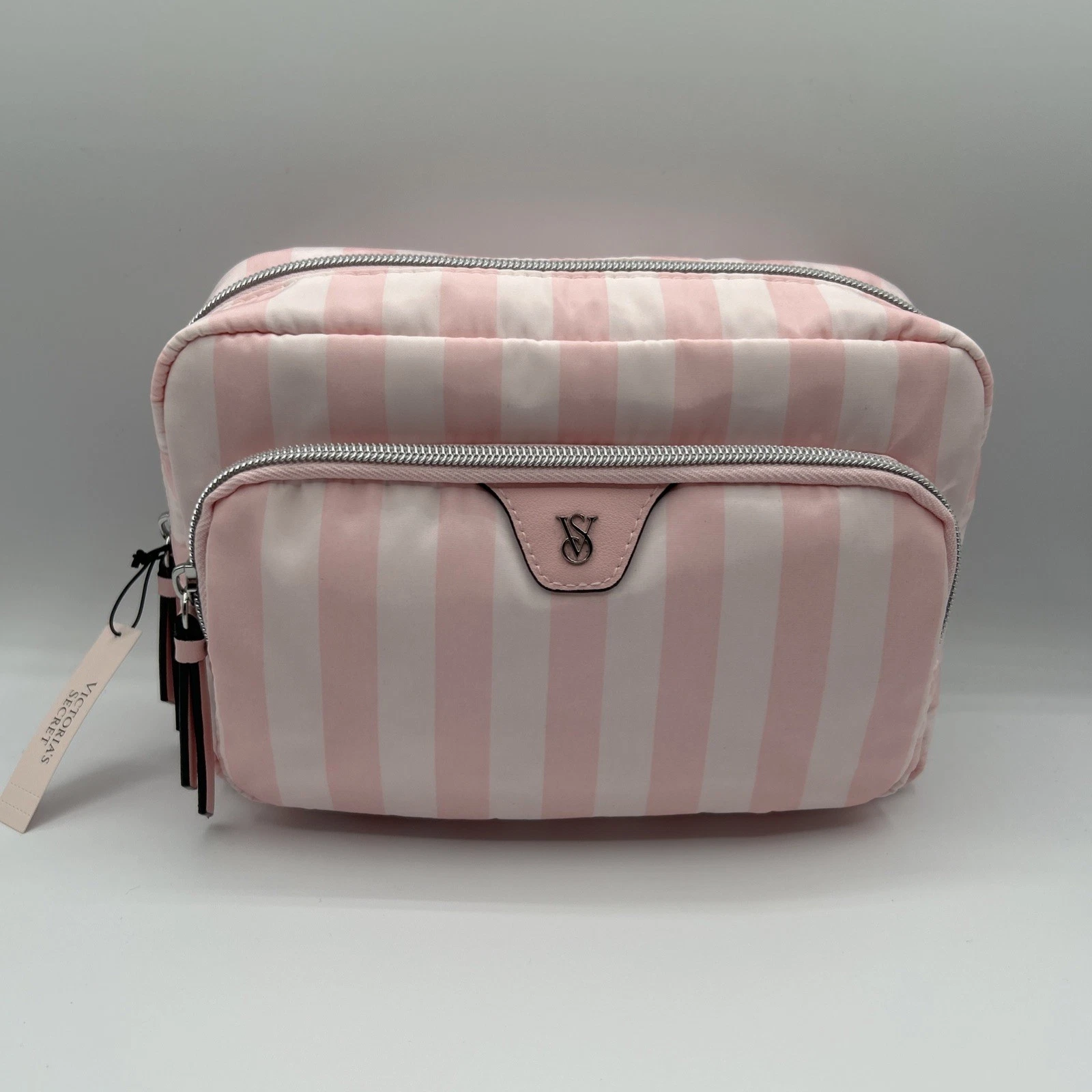 Victoria’s Secret VS Cosmetic Bag Pink Iconic Stripes NWT Silver Hardware Zipper
Opens in a new wind