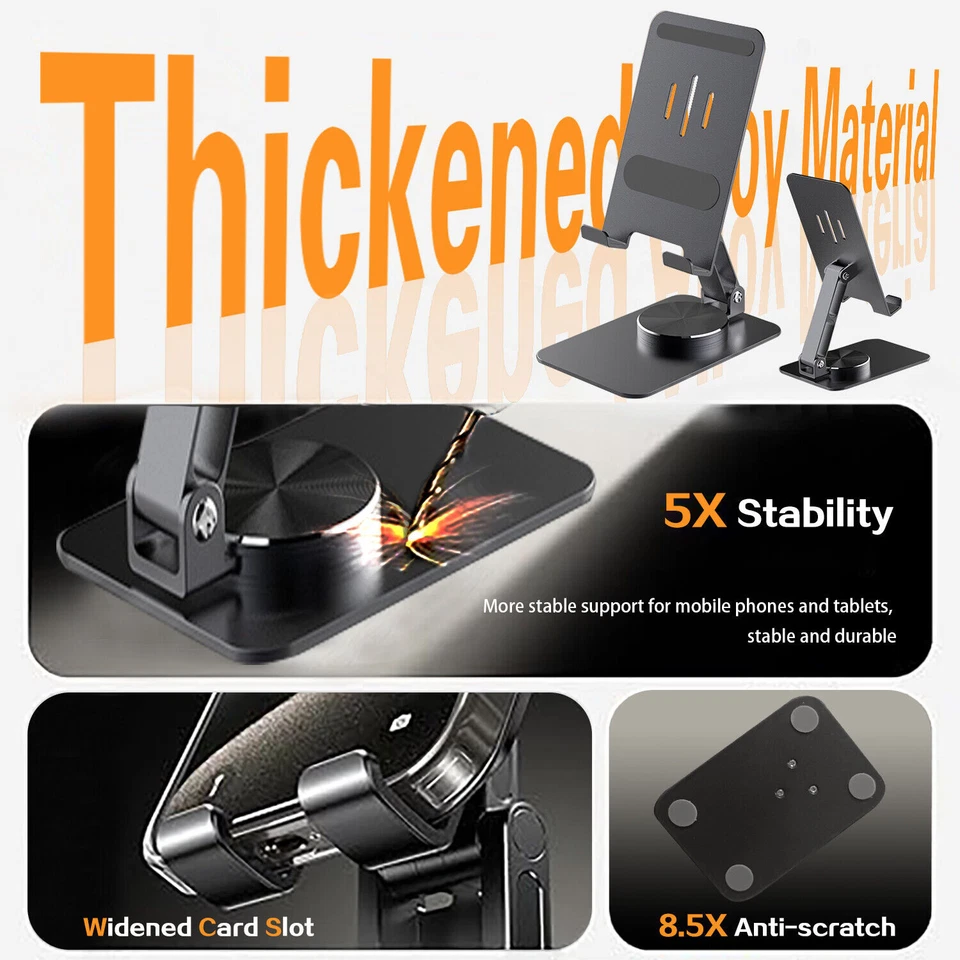 New Folding Cell Phone Stand for Desk, Stable Metal Phone Holder, 360 Degree Rot - Image 2 of 4