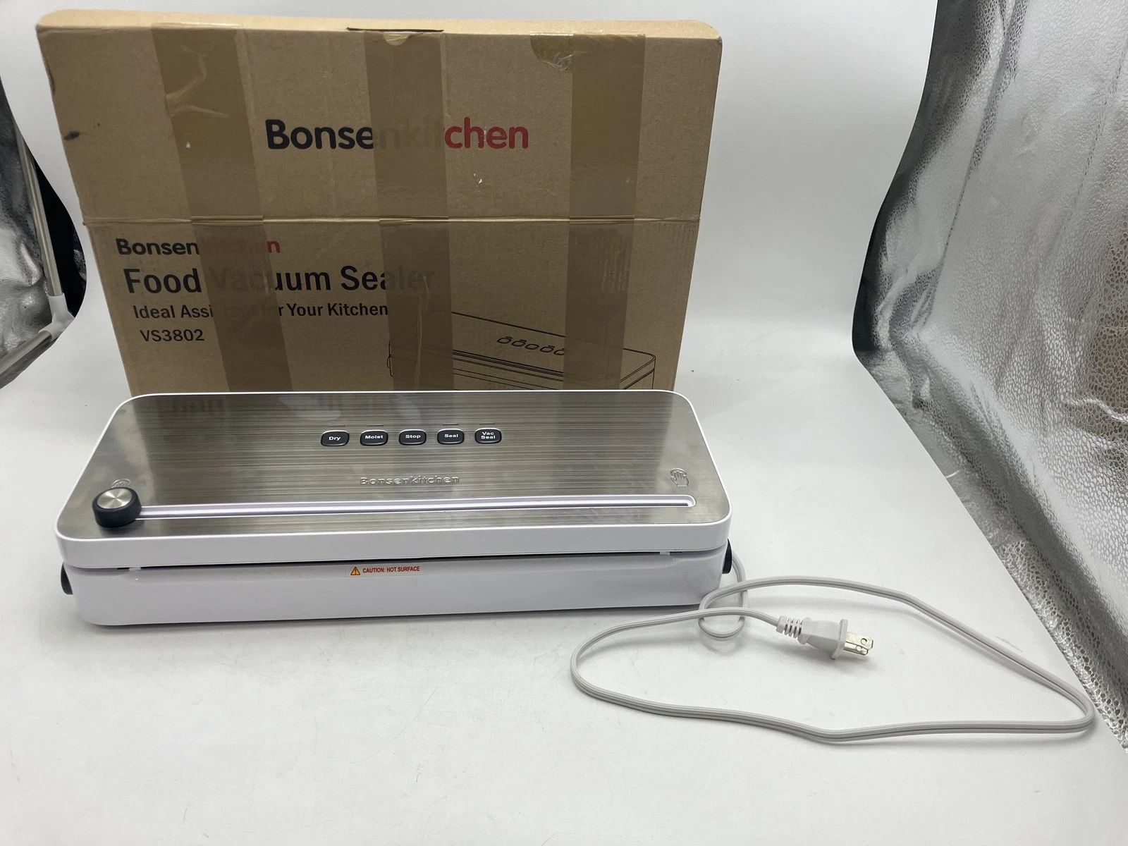 BONSENKITCHEN FOOD VACUUM SEALER VS3802-W - STAINLESS STEEL/WHITE
