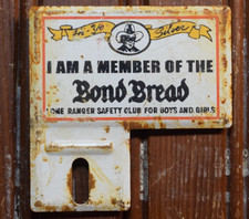 Bond Bread Bicycle Topper Sign Stamped Painted Metal Vintage 1950s Lone Ranger