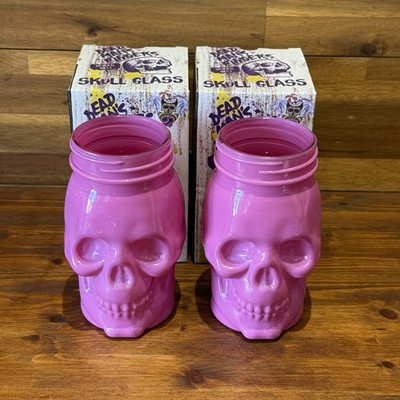 Dead Mans Fingers Skull Head Spiced Rum Glass 3/4 Pint Pink x2 Boxed New