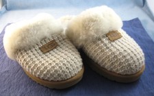 UGG Slippers-Cozy Knit Women s US 10-Off White-Shearling Mule Slip-On