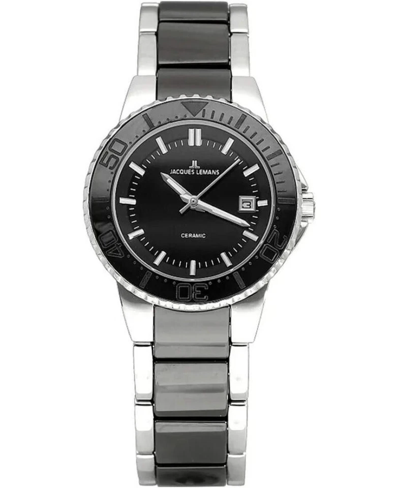 JACQUES LEMANS Mujer Reloj Analógico Cuarzo Informal Vestido Clásico Esfera Negra Impermeable Foto 2 de 4