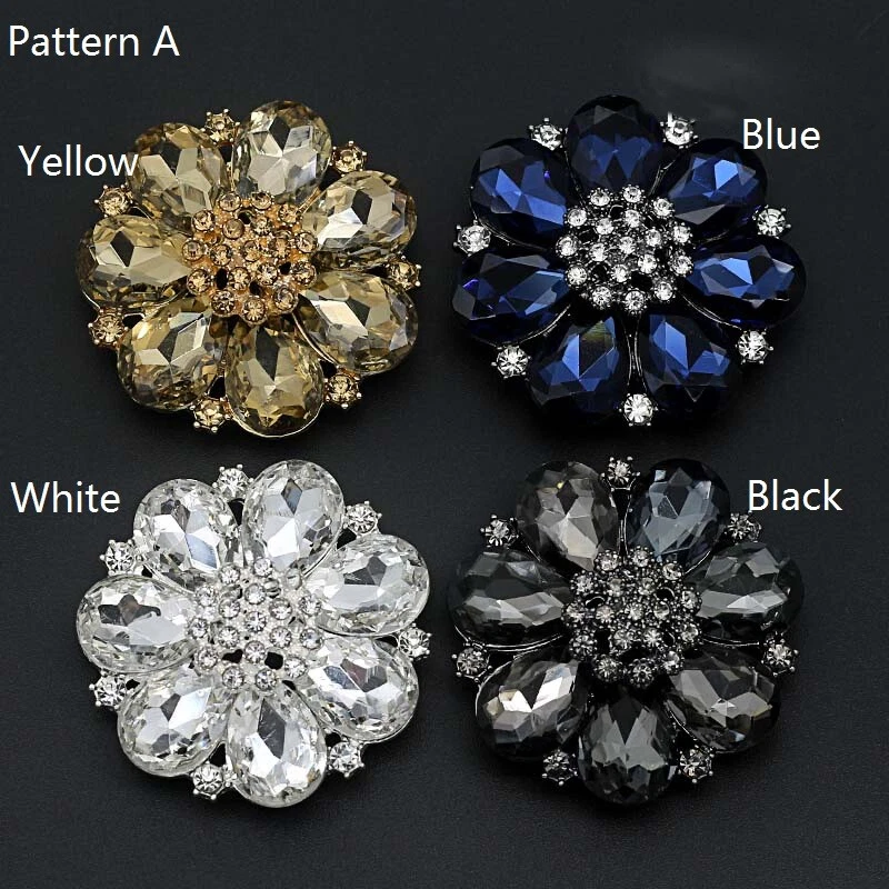 1PC Shiny Crystal Rhinestone Diamante Button Flower Shape Fastener DIY Accessory - Image 2 of 4
