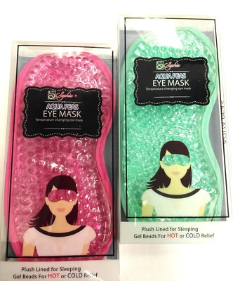 Therapeutic Gel Beads EYE MASK Hot & Cold Relief Neck Relief, Pink/Green