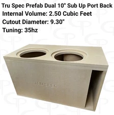 TRU SPEC Prefab dual 10" Sub Up Port Back Subwoofer Enclosure box  Made In USA