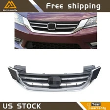 For 2013-2015 Honda Accord Sedan Chrome Front Bumper Upper Grille Replace Grill
