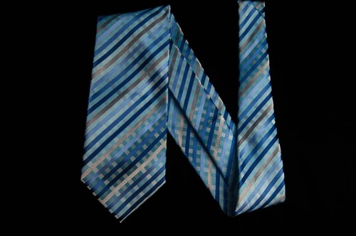 Stafford - Men's Blue Check/Stripe Neck Tie 3.5"W x 60"L - Picture 5 of 5