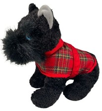Bestever Scottie Dog Plush 12" Black Red Plaid Tartan Kids Animal Stuffed Toy