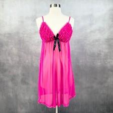 Babydoll Chemise Slip Dress Womens S/M Ruffled Coquette Lingerie Boudoir Dainty