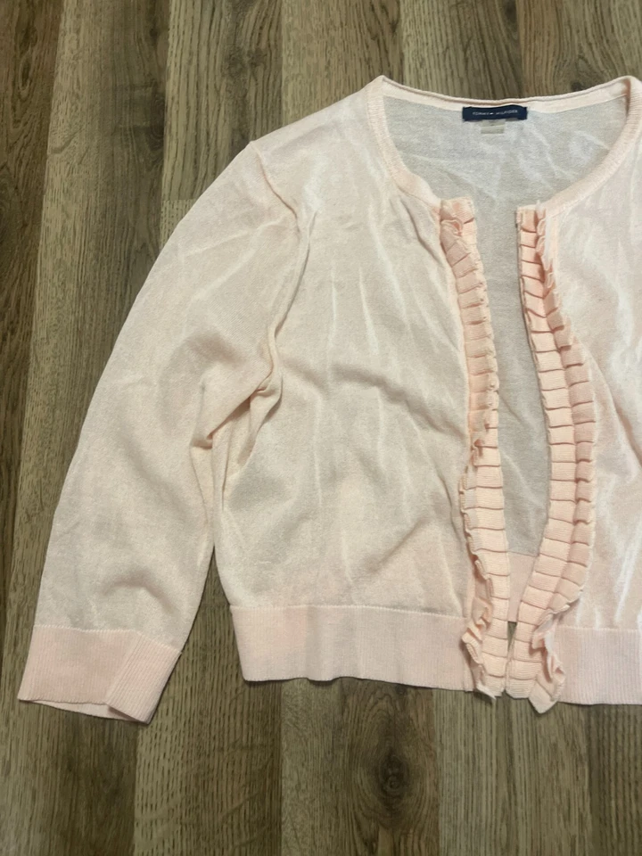 Suéter Tommy Hilfiger, Para Mujer Talla Mediana, Cárdigan Abierto, Manga 3/4 Foto 4 de 4