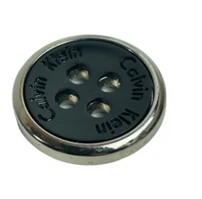 Calvin Klein Plastic Black w/ Silver Color Rim Main Front Replacement Button 1"