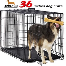 Large Dog Crate Dog Kennel Metal Wire Double-Door Folding Pet Animal Pet, 36"