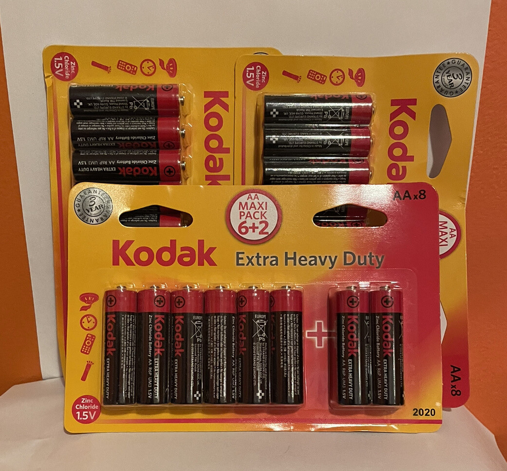 New Kodak AA 6+2 8 Super Heavy Duty Batteries Past Buy Date 