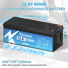LiFePO4 12V 400Ah Lithium Battery BMS 8000+ Deep Cycles Marine RV Household Tool