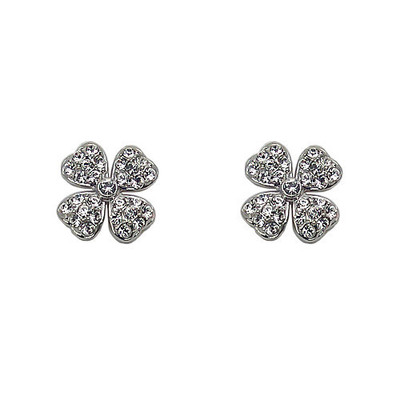 Fashion Jewelry - 18K White Gold Plated Clover Stud Earrings (FE098)
